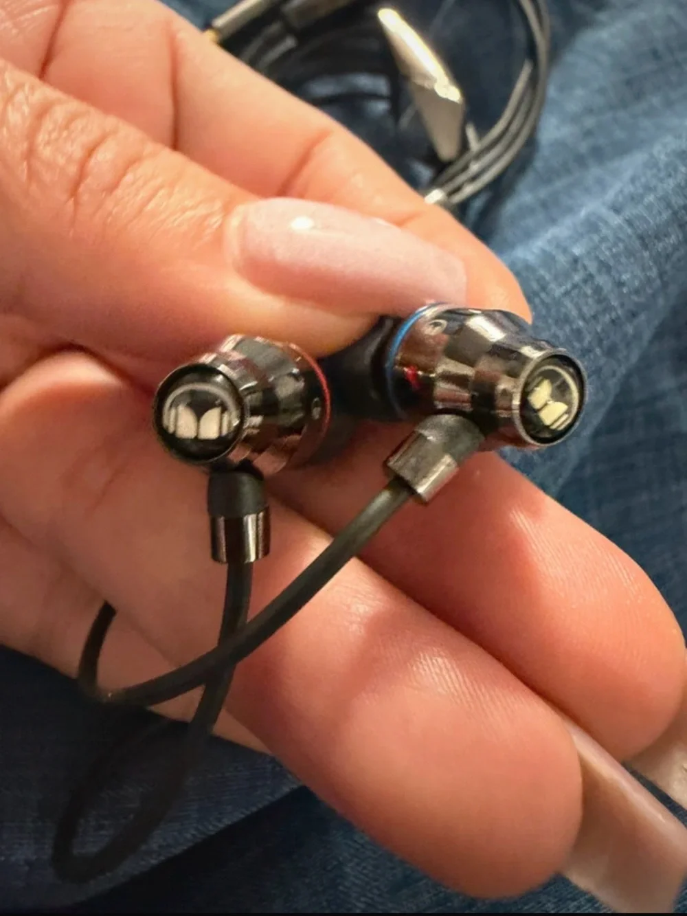 Wired In-Ear Earphones - Black with Blue & Red Accents